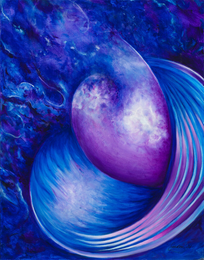 Original acrylic artwork in shades of purple and blue